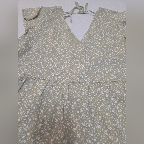 Abercrombie & Fitch Womens Green & White Peplum Back Tie Blouse GUC Size S - Picture 9 of 13